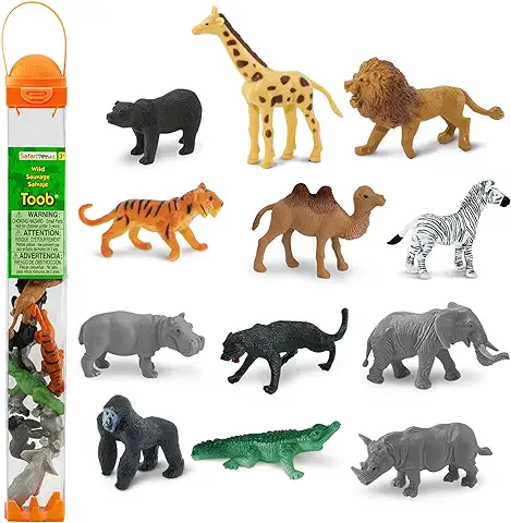 12 Figuras en Miniatura de Animales Salvajes | Colección TOOBs | Figurines de Criaturas de Safari | No Tóxicos y sin BPA | Adecuados para Niños de 3 Años en Adelante | Safari Ltd  