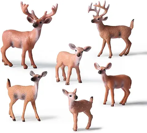 6 Piezas de Plástico Educativo Animales del Bosque Juego de Juguete de Figuras Reno de Navidad Ciervo de cola Blanca Realista Modelo de Acción Plástico Animales Salvajes Fiesta de Aprendizaje Favores  