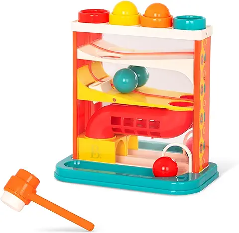 B. Toys – Juguete para Golpear – 4 Bolas de Colores y 1 Martillo – Golpea y Juega – Juguete Educativo para Niños – 12 Meses + – Whacky Ball - Rojo  