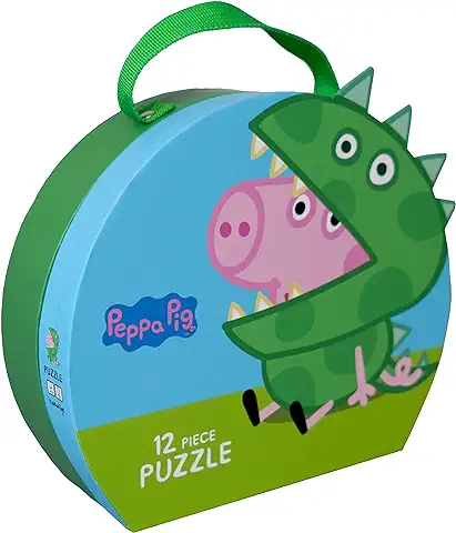 Barbo Toys - Puzle de Maletas Peppa Pig Dinosaurio George – Rompecabezas de 12 Piezas para Niños a Partir de 3 Años – Puzzle en Maleta con George Disfrazado de Dinosaurio – Oficial Peppa Pig  