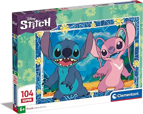 Clementoni- Disney Stitch Supercolor Stitch-104 Piezas-Puzzle para Niños de 6 Años, Rompecabezas de Dibujos Animados-Made in Italy, Color Multilingüe (27573)  