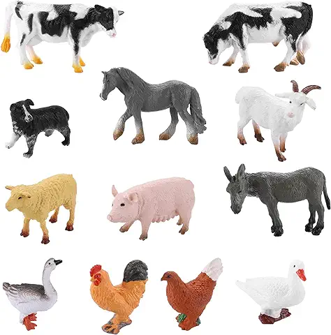 Cobee Mini Figuras de Animales de Granja, 12 Piezas Figuras de Animales de Granja Realistas Juguetes Simulación de Animales de Granja Miniatura Playset Favores de Fiesta Juguetes de Baño (3-6 cm)  