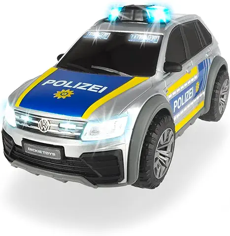 Dickie Toys 203714013 Volkswagen Tiguan R-Line, Coche de Policía con luz y Sonido, Coche de Policía, Incluye Pilas, 25 cm, a Partir de 3 Años, Multicolor  