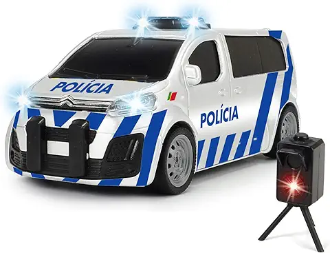 Dickie Toys- Furgoneta Policía Portuguesa PSP con Radar, 15cm, Luz y Sonido, para Niños A Partir de 3 Años  