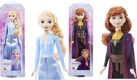 Disney Frozen 2 Elsa Viajera Muñeca con Look de Viaje, Juguete +3 Años (Mattel HLW48) & 2 Anna con Chaleco Muñeca con Look de la Película, Juguete +3 Años (Mattel HLW50)  