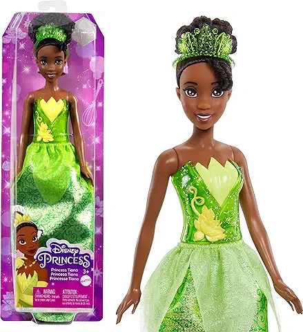 Disney Princess Tiana Muñeca Princesa Película Tiana y el Sapo, Juguete +3 Años (Mattel HLW04)  