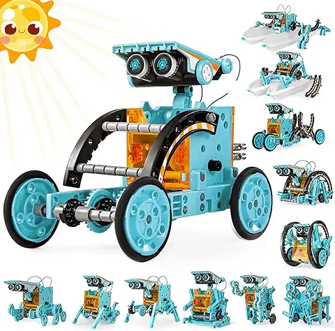 EPPO Kit de Robot Solar Stem, Juguetes 12 en 1, Juego de Experimentos de Ciencia de Construcción Educativa, Regalos para Niños, Niñas, Regalos para Niños de 8, 9, 10, 11, 12 y 13 Años (Gris) (Azul)  