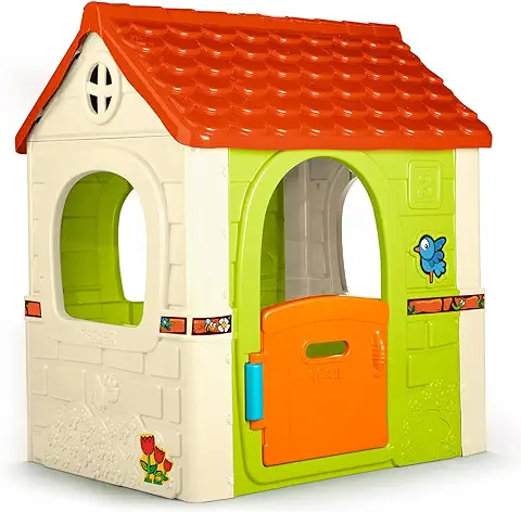Feber - Fantasy House, Casita Infantil de Juegos con Puerta Abatible, para Jugar al aire Libre o en Casa, Multicolor, Resistente y de Facil Montaje, para Niños de 2 a 6 Años, FAMOSA  