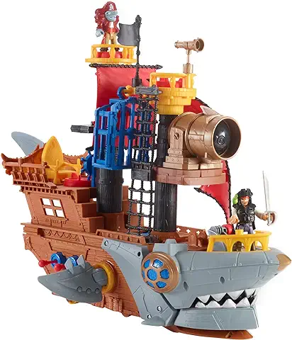 Fisher-Price Imaginext Barco Pirata Tiburón, Barco de Juguete para Niños y Niñas +3 Años (Mattel DHH61)  