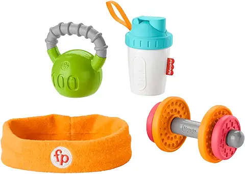 Fisher-Price Kit de Regalo Bebé Bíceps con Cinta para el Cabello, Sonajero, Mordedor y Juguete Sensorial para Bebés +3 Meses (Mattel GJD49)  