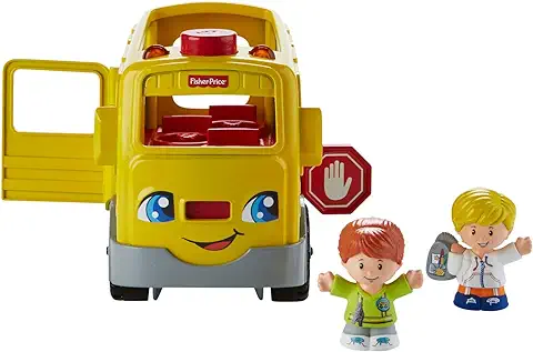 Fisher-Price Little People Autobús Siéntate Conmigo Coche de Juguete con Luces y Sonidos y 2 Figuras, para Bebés +1 Año, Versión Español (FKX01)  