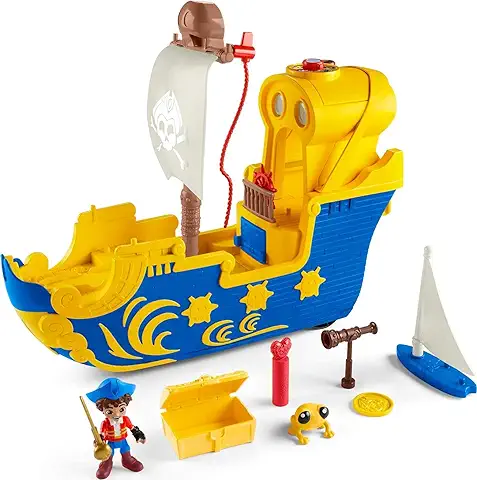 Fisher-Price Nickelodeon Santiago of the Seas Lights & Sounds El Bravo Pirate Ship Juego Interactivo con Figura de Personaje, Juego de Simulaci n a Partir de 3 a os  