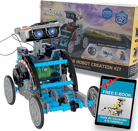 FUNTECH Robotica para Niños 8 Años o Mas, Construye tu Propio Robot Solar, 12 Robot para Montar en 1, Taller de Robots y Kit Robotica, Robot Juguete Educativo y Construccion Stem, Regalos Niños  