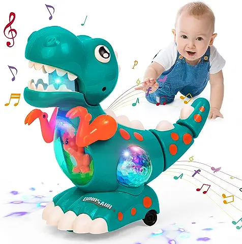 Highttoy Juguetes Niños 1 Año, Juguete Dinosaurio Que Gatear con Música y Luces Juguetes Bebes 9 12 18 Meses Juguetes Musical Bebes Dinosaurios Interactivo Regalos Niños 1 2 3 Años  