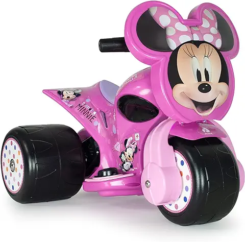 INJUSA - Trimoto Samurai Minnie Mouse 6V Rosa con Pedal Acelerador Decoración Permanente y Velocidad Máxima 3 Km/h Recomendada para Niños +12 Meses  