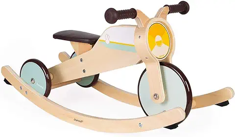 Janod - Triciclo de Madera con Balancín - Triciclo para Bebés de la Primera edad - Para Desarrollar la Motricidad Gruesa y el Sentido del Equilibrio - Juguete de Madera - De 12 a 36 Meses, J03284  