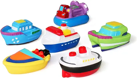 JAYSRIS Juguetes de Baño(6PCS), Juguetes del Barco de la Bañera Juguetes para el Baño Suave, Juguetes para el Agua de Aprendizaje de la Bañera y Juguetes para Niños Pequeños  