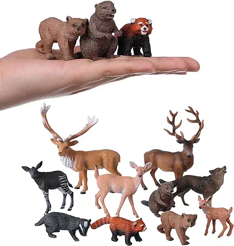 JOKFEICE 10 Figuras de Animales del Bosque Realistas Figuras de Animales de Ciervo, Modelo de Acción para Juguete de Aprendizaje Temprano para Tartas, Regalo de Cumpleaños para Niños  