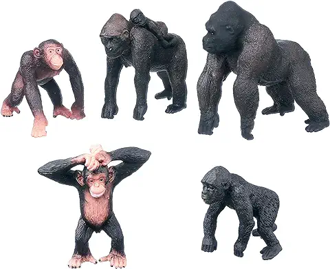 JOKFEICE Figuras de Animales 5 Piezas Realista Familia de Chimpancés Modelo de Acción Realista Colección de Animales Salvajes Juguetes Divertidos y Educativos Cumpleaños Cupcake Topper Regalos Regalos  