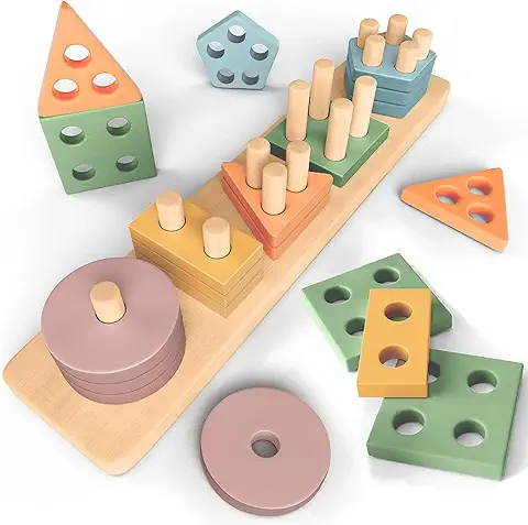 Juguetes Montessori de Apilamiento y de Selección 1 2 3 Años - Juguete para Actividades y Desarrollo de Madera Colores Pastel - Juego Montessori para los Más Peques 1 año Montessori  