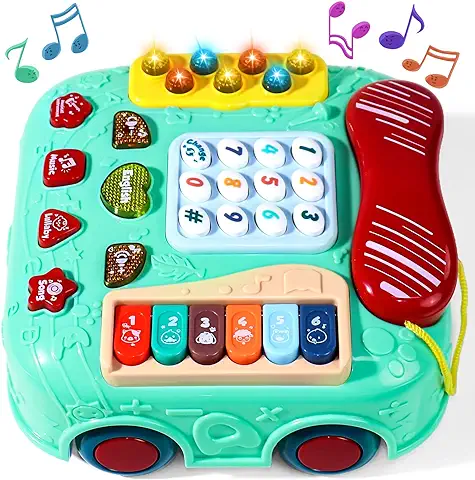 Juguetes Niños 1 Año Juguete de Música 5 EN 1 Telefono Juguete Interactivo Piano para Niños Juegos Educativos Niños Idea Regalos Navidad Bebe Niño Niñas 1 Año 2 3 Años - Versión Inglesa  