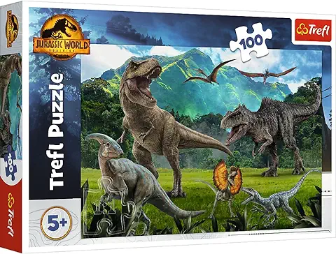 Jurassic World 100 Piezas-Colorido Dinosaurios, Entretenimiento Creativo, Diversión para Niños a Partir de 5 Años Puzzle, Color Dominion, Jurassic Park (Trefl 16441)  