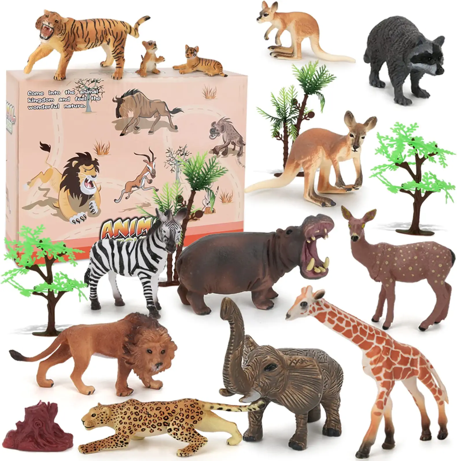 Kramow 18 Piezas Juguetes Animales para Niños 2 Años,Figurines Juguetes de Animales Salvajes Educativo Regalo para Niños Niñas  