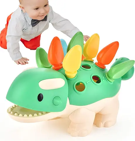 Loyzico Montessori Dinosaurio Juguetes a Partir de 1 Año, Juego de Clasificación de Motricidad fina para Niños y Niñas de 12 a 18 Meses, Juguete Educativo Regalo para Bebés Niños Pequeños 2 3 4 Años  