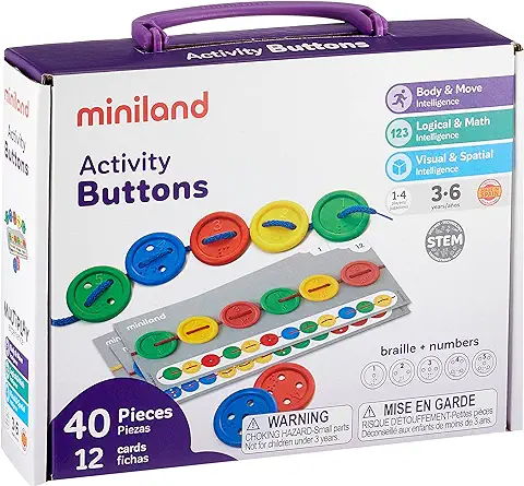 Miniland Activity Button-Botones para Coser, Multicolor, Large (31791)  