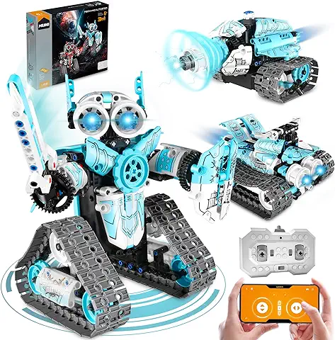 MOJINO Technic Robot Robotica Juguete 6 7 8 9 10 11 12 Kit Robotica de Construcción con Control Remoto 3 en 1 Technik Building Set Regalo para Niños Chico Chica 6-9 10-16 Años, Azul  