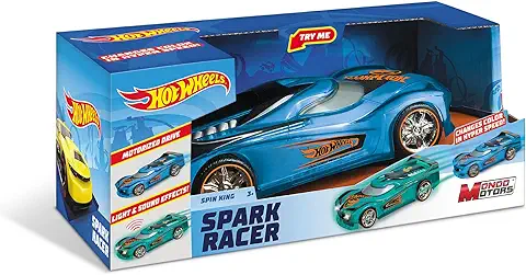MONDO MONDO-51198 Motors Spark Racers Spin King-Coche de Fricción para Niños-Luces y Sonidos-51198, Color Livrea Hot Wheels (51198)  