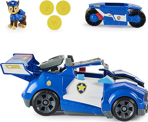 PAW Patrol, Chase 2 en 1 Transforming Movie City Cruiser Toy Car con Motocicleta, Luces y Sonidos y Figura de Acción Coleccionable, Juguetes para Niños a Partir de 3 Años  