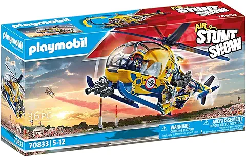 PLAYMOBIL Air Stuntshow 70833 Helicóptero Rodaje de Película, Avión de Juguete con Tripulación, Juguetes para Niños a Partir de 5 Años  
