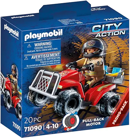 PLAYMOBIL City Action 71090 Bomberos - Speed Quad, con Motor de Arrastre, Juguetes para Niños a Partir de 4 Años  