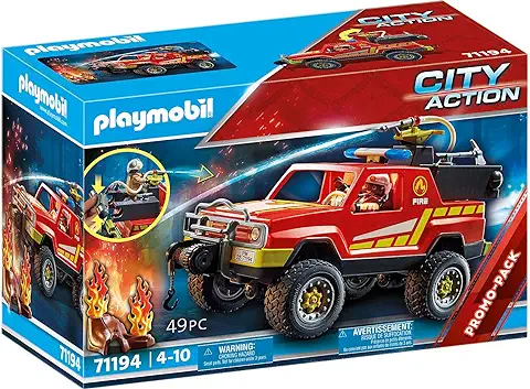 PLAYMOBIL City Action 71194 Camión de Bomberos con Función de Pulverización, Juguete para Niños a Partir de 4 Años, Multicolor  