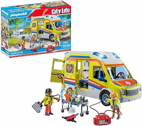 PLAYMOBIL City Life 71202 Ambulancia con luz y Sonido, Juguete para Niños a Partir de 4 Años  