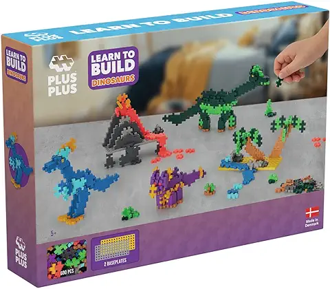 Plus Plus - Puzzle 3D | Aprende A Construir Dinosaurios | Rompecabezas Niños | Juegos Educativos Niños 5 Años | Puzzle 5 Años | Juegos para Niños 600 Pcs  