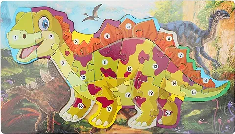 Rompecabezas de Madera, Rompecabezas de Dinosaurios para Niños de 1 a 4 Años, Juguetes de Aprendizaje Montessori para Niños Pequeños  
