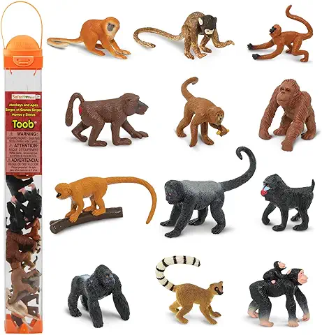 Safari Ltd.- Monos y Simios TOOB Conjunto de 12 Minifiguras (-) Figura de Juguete, Multicolor, S (680604)  