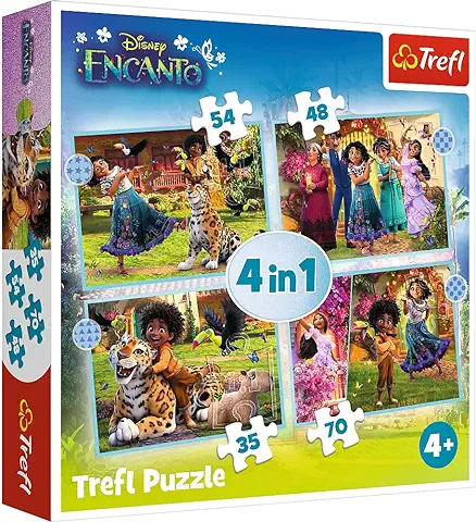Trefl 4en1, de 35 a 70 Elementos-Rompecabezas con Personajes de Cuentos de Hadas de Disney Encanto, Entretenimiento, para Niños a Partir de 4 Años Puzzle, Color, Mágico (34615)  