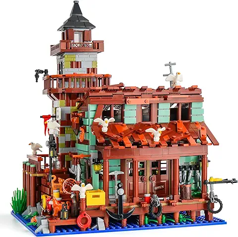 URGEAR Mini Bloques de Sujeción Pueblos de Pescadores Tienda Adulto Casa Arquitectura Bloques de Construcción Moc Juguete Set Regalo para Niños 8 9 10 11 12 Años 1881pz (no Compatible con Lego)  