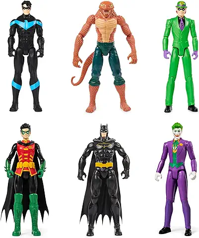 Dc Comics - Juego de 6 Figuras de Acción de Batman de 30 cm, Incluyendo Batman Robin Nightwing The Joker The Riddler y Copperhead  