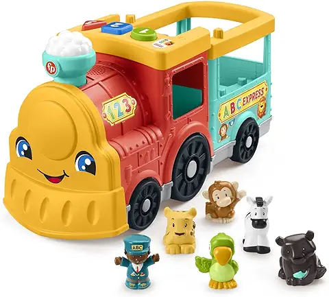 Fisher-Price Little People Tren Animales ABC Grande con Luces, Sonidos y 5 Figuras de Juguete (Mattel HHH20)  