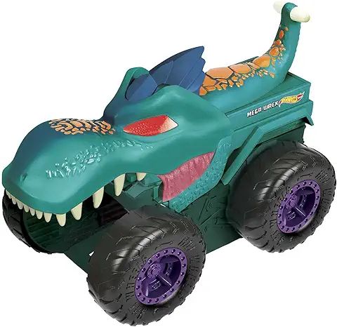 Hot Wheels Monster Trucks Mega Wrex Mastica Coches con Luces y Sonidos, Incluye 1 Vehículo Die-cast (Mattel GYL13)  