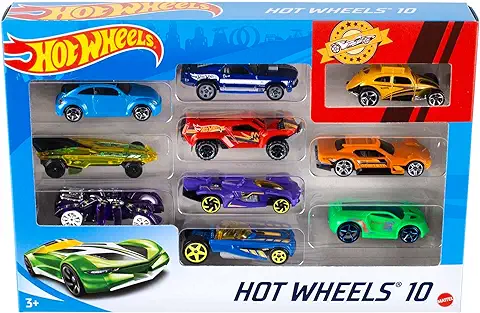 Hot Wheels Pack de 10 Vehiculos, Coches de Juguete (modelos Variados) (Mattel 54886)  
