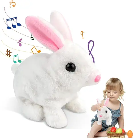 JIASHA Conejo Peluche Interactivo, Juguete Peluche Conejo Pascua, Bunny Peluche Toys Electrónico, Lindo Figuras Conejito de Peluche, Divertidos Regalos de Pascua para Bebés Y Niños (Blanco)  