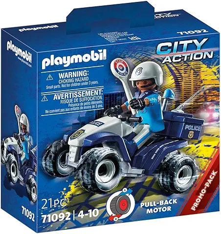 PLAYMOBIL City Action 71092 Policía - Speed Quad, con Motor de Arrastre, Juguete para Niños a Partir de 4 Años  