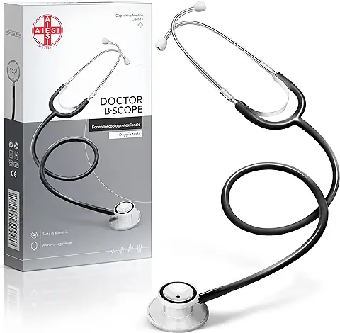 AIESI® Fonendoscopio Profesional de Doble Cabeza para Adultos Color Negro DOCTOR B-SCOPE, Garantía de 24 Meses AIESI® Fonendoscopio Profesional de Doble Cabeza para Adultos Color Negro DOCTOR B-SCOPE, Garantía de 24 Meses