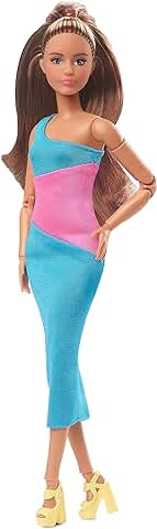 Barbie Signature Looks Vestido Largo Muñeca Articulada con Coleta Larga, Juguete de Colección de Moda, Regalo +16 Años (Mattel HJW82)  