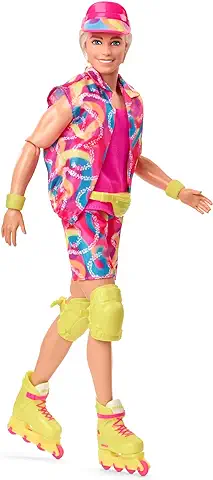 Barbie THE MOVIE - Barbie Ken Look Patinador Muñeco con ropa Neón y Patines, Inspiración Retro, HRF28  